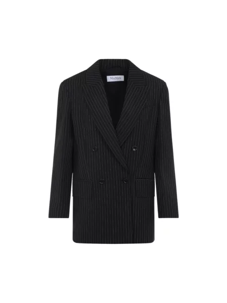 Prążkowany marynarka Max Mara dwurzędowa czarna