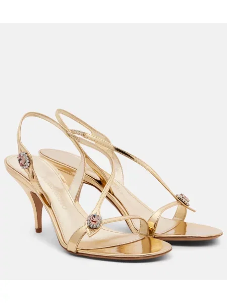 Sandale Ferragamo din piele auriu