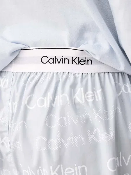 Calvin Klein Underwear Hosszú pizsama pasztellkék / fehér kék