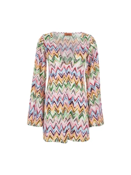 Wielobarwność sukienka Missoni z dekoltem w serek