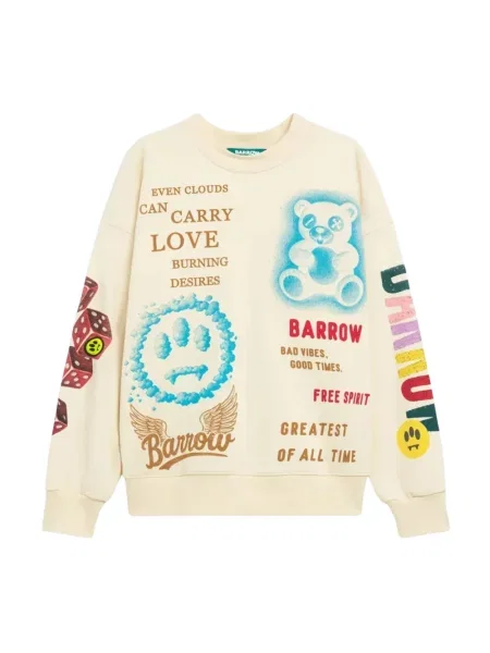 Bluza Barrow z nadrukiem z okrągłym dekoltem beżowa