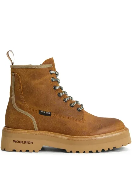 Botine Woolrich cu șireturi cu platformă din dantelă maro