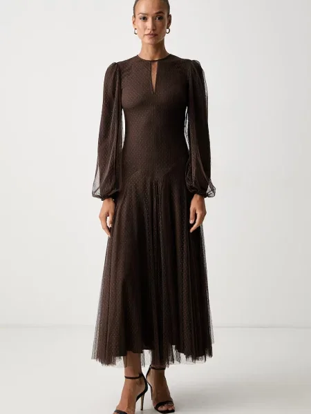 Twinset rochie evazată maro