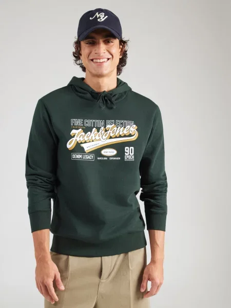 JACK & JONES Mikina JJELOGO žltá / tmavosivá / tmavozelená biela