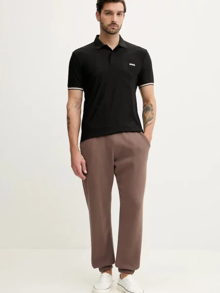 Поло Boss Green с аппликацией черное