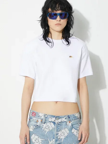 Fiorucci tricou Angel Patch Padded Cropped T-Shirt femei alb