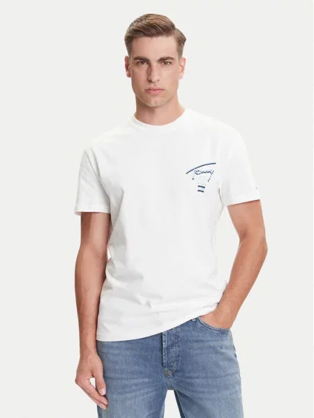 Tommy Jeans Majica svijetloplava / tamno plava bijela