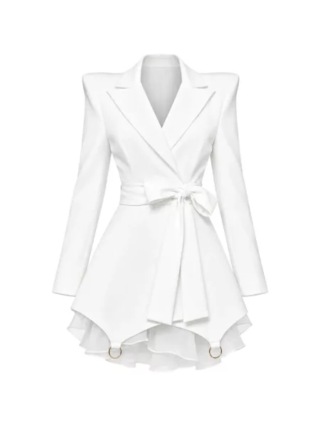 Cu centură rochie mini Monarh alb