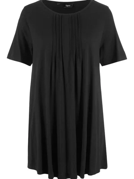 T-shirt o trapezowym kroju krótki rękaw czarna