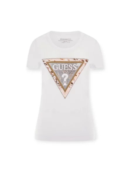 T-shirt z bawełny Guess biała