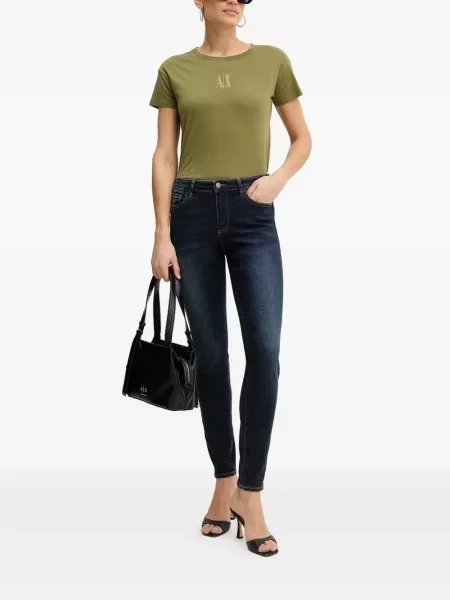 Tricou Armani Exchange cu decolteu rotund verde