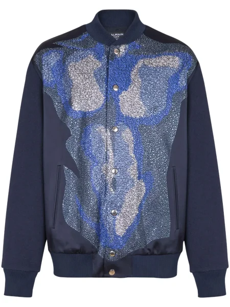 Geacă Balmain cu imagine albastru