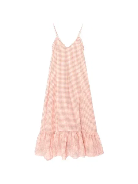 Rochie midi Xirena cu volane până la genunchi de costum roz