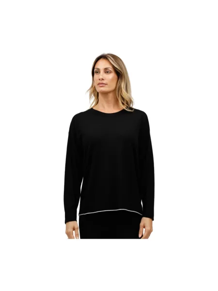 Sweter Alpha Studio z dekoltem w łódkę czarny