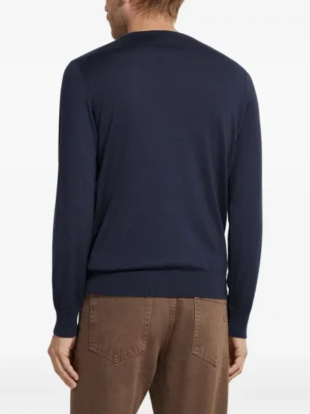 Pulover Zegna cu decolteu rotund albastru