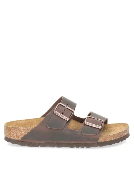 Klapki Birkenstock skórzane brązowe