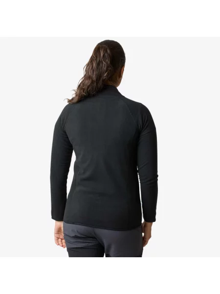 Bluza Polarowa Rozpinana Wędrówki Kobieta Geilo Szybkoschnący czarna