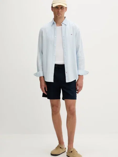 Tommy Jeans srajca z lanom modra
