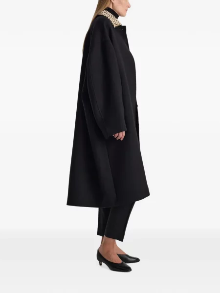 Palton Róhe de lână cu imagine cu model leopard negru