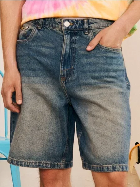 Sinsay Džínové kraťasy tyrkysová