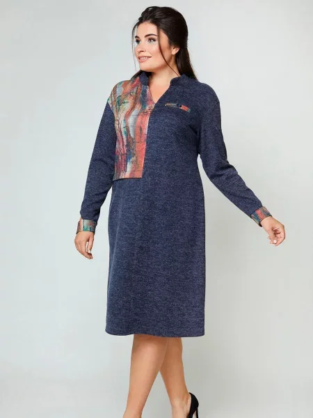 Сукня міді All Posa вовна/поліестер синій