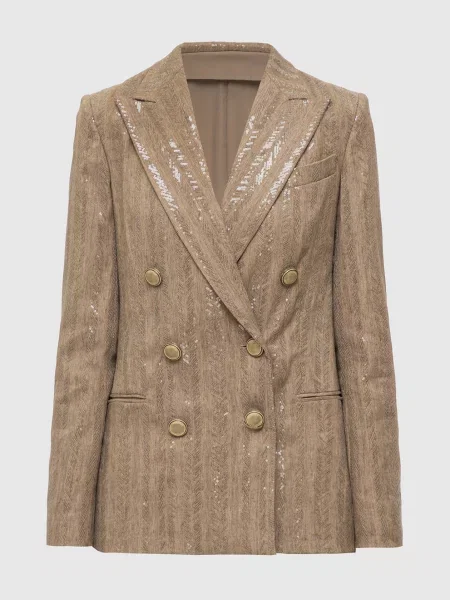Жакет з паєтками Brunello Cucinelli бежевий