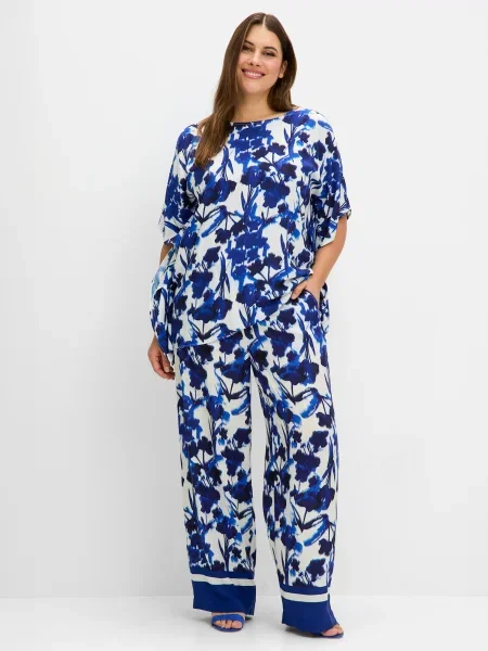 SHEEGO Pantaloni albastru / albastru noapte alb