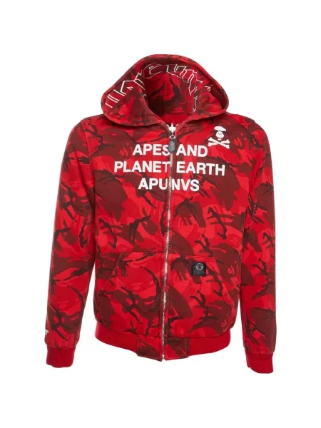 Reversibil geacă A Bathing Ape® cu imagine cu model camuflaj roșu