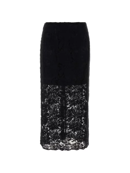Fustă midi Le Sully Studio cu model floral din dantelă negru