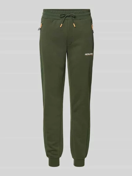 Spodnie dresowe o kroju slim fit z nadrukiem z logo model ‘Gordon’ Jack & Jones