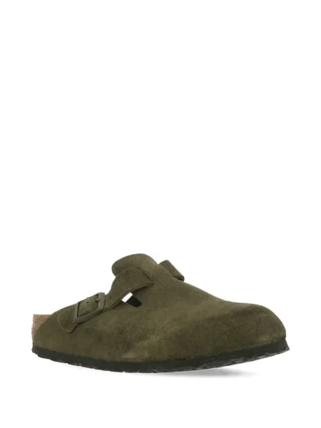 Saboți Birkenstock din piele de căprioară verde