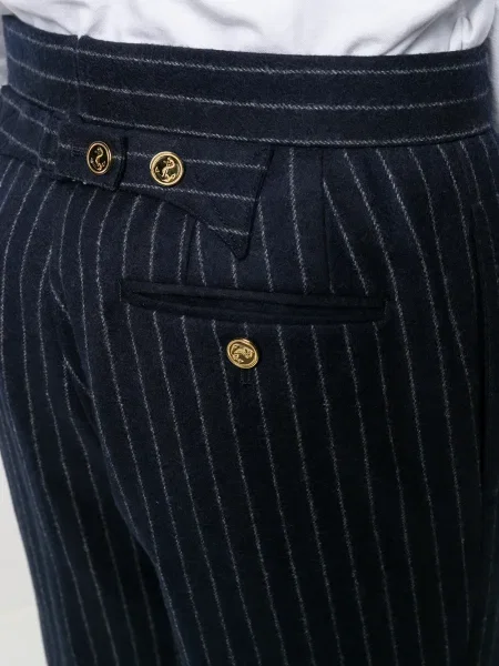Pantaloni Thom Browne cu dungi de flanelă albastru