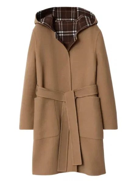 Płaszcz Burberry z kapturem brązowy
