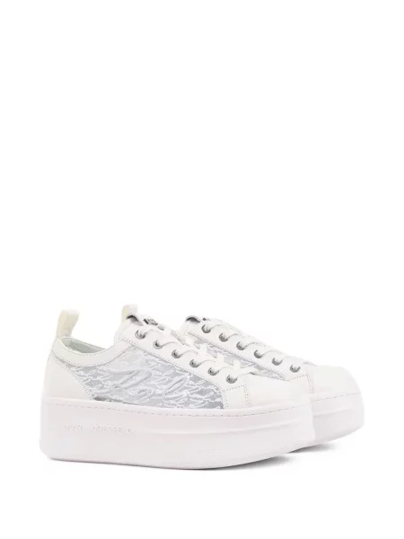 Sneakerși Karl Lagerfeld cu platformă din dantelă alb