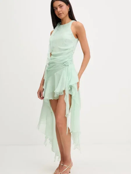 Bardot rochie evazată verde