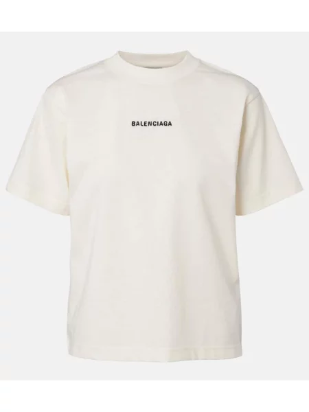 Tricou Balenciaga din jerseu cu autograf alb