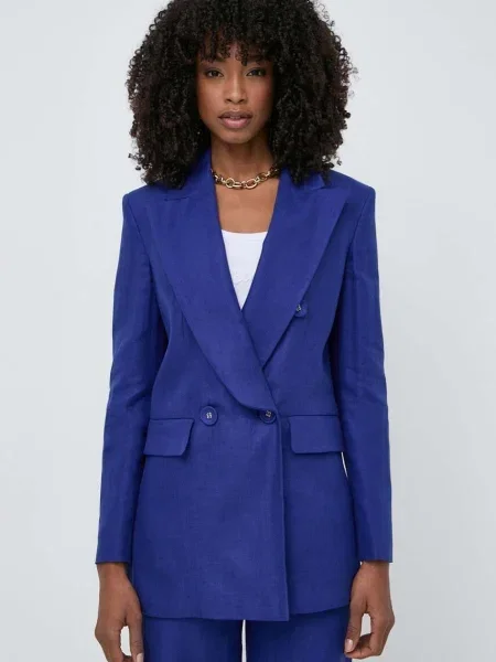 Luisa Spagnoli sacou de in VELINA marin cu doua randuri de neted albastru