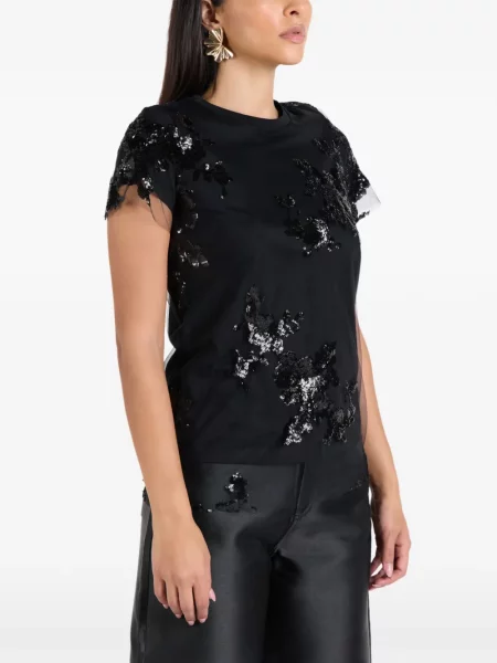 Tricou Marques'almeida cu paiete din tul negru
