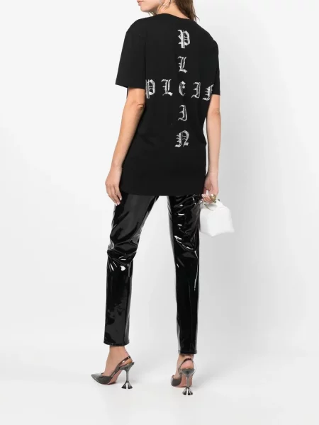 Marškinėliai Philipp Plein su kristalais juoda
