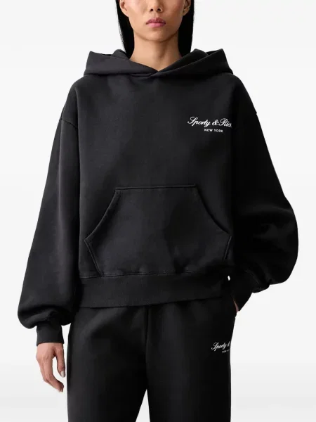Hanorac cu glugă Sporty & Rich cu imagine negru