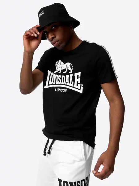 LONSDALE Tricou SHEVIOCK negru alb