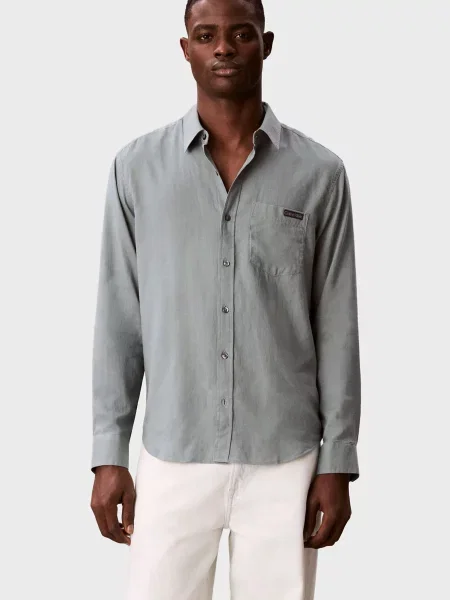 Лляна повсякденна джинсова сорочка Calvin Klein Jeans зелена