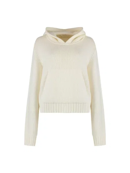 Sweter Palm Angels wełniany z kapturem biały