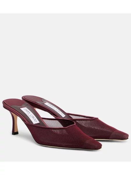 Papuci tip mules Jimmy Choo plasă bordo