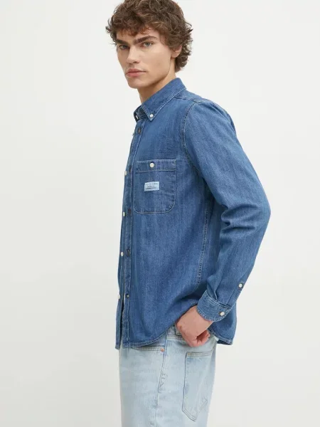 Marc O'Polo cămașă din bărbați cu guler button-down regular albastru