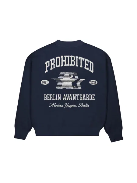 Prohibited Pulover Avantgarde bleumarin alb