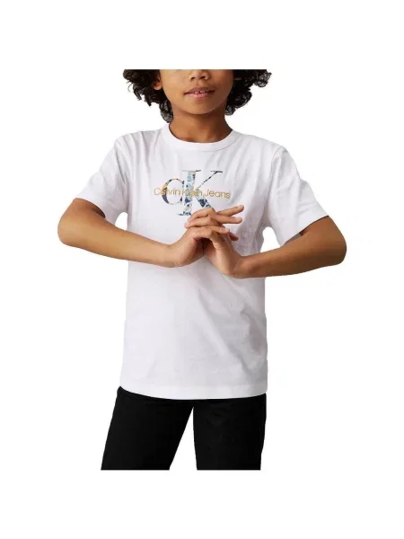 Tricou copii Calvin Klein Jeans alb