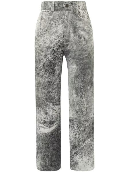 Pantaloni Dancassab din piele zdrențuiți gri