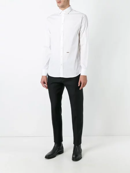 Cămașă Dsquared2 clasică din țesătură twill alb