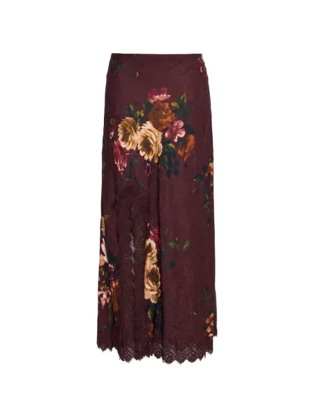 Fustă midi Cara Cara cu model floral cu imagine din dantelă roșu